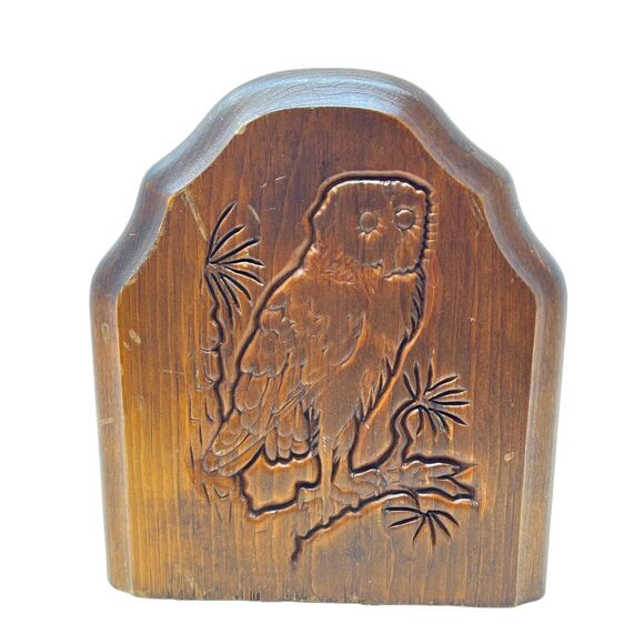 Vintage Wooden Metal Owl Tree Branch Bookends - Picture 4 of 7
